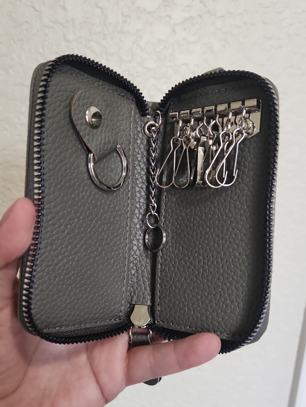 Zip Key Case Wallet in Dark Gray